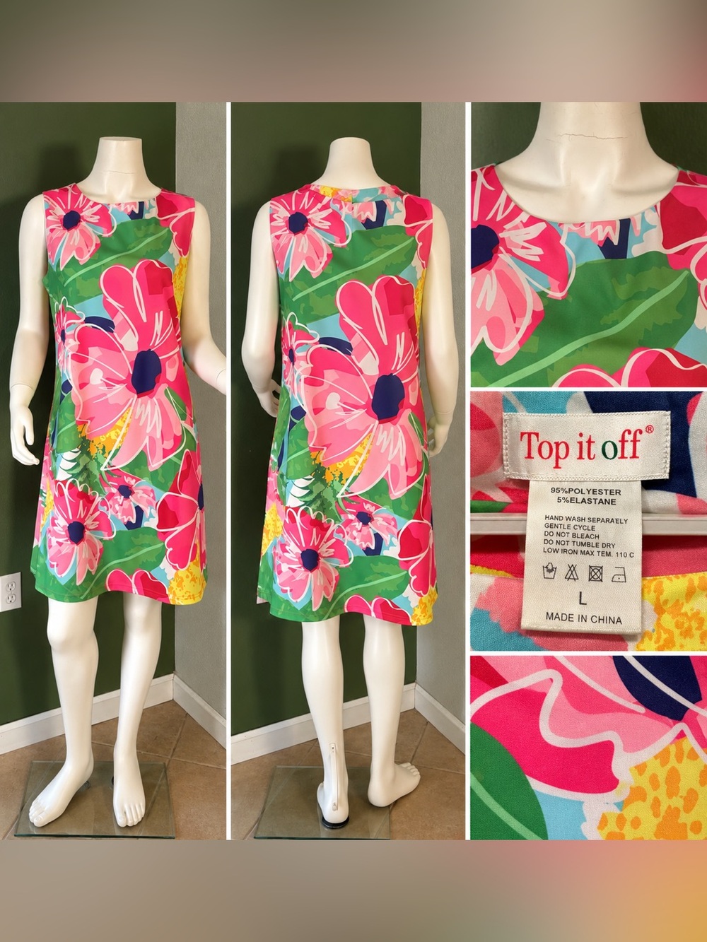 Sleeveless Pink Floral Mini Dress - Brand: